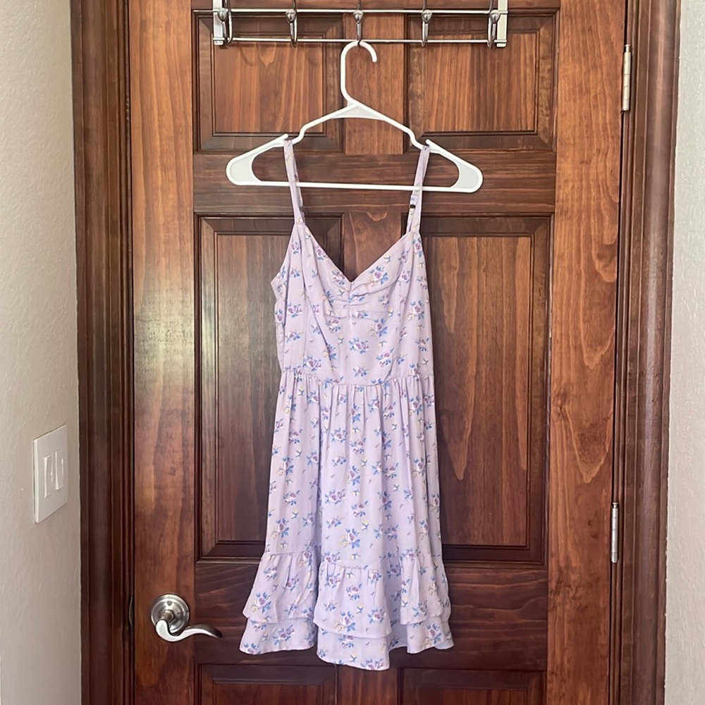 Purple floral open back dress